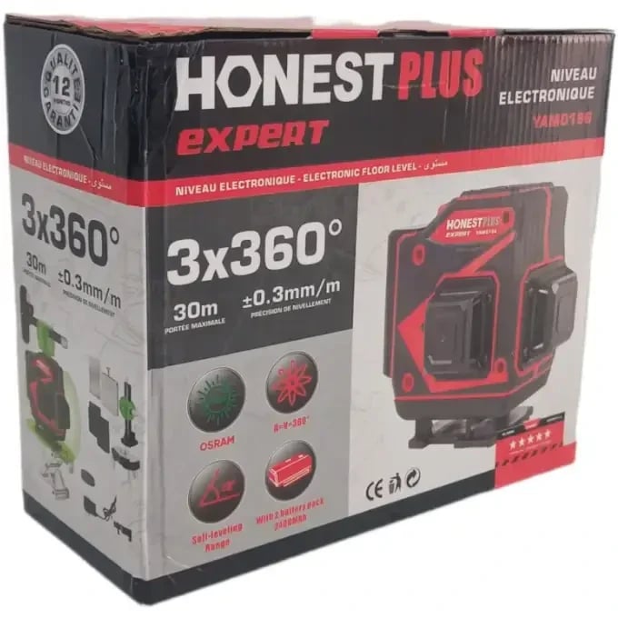 جهاز ضبط المستوى بالليزر niveau laser HONESTPLUS 12 lignes 3D 4
