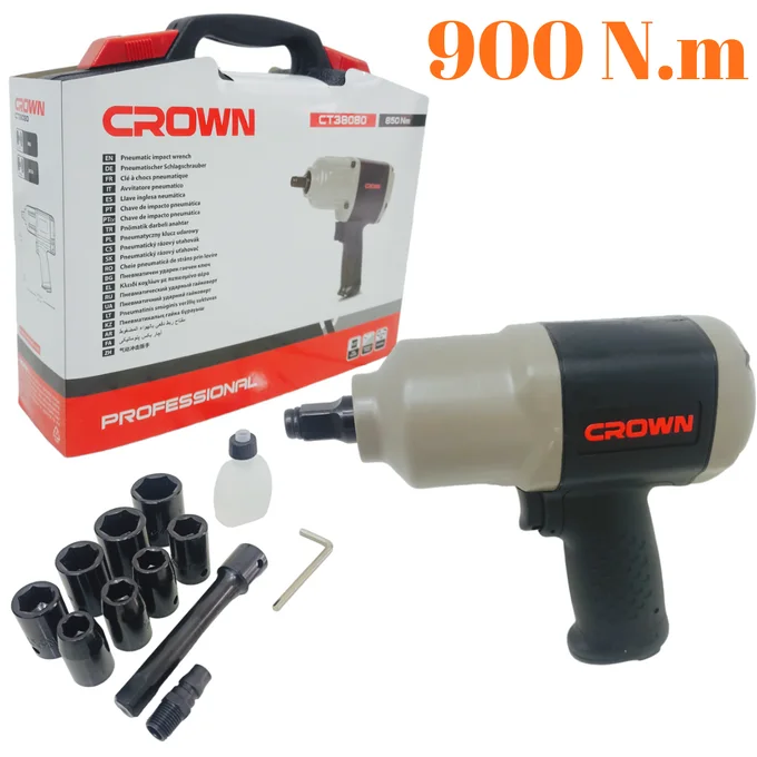 NoFNT6K3HawLvReZQsOIiNWjGCoinvyxyFq2eY98_lg مفك البراغي بالضغط Clé à Choc Pneumatique 900n.m CROWN CT38081 - الصورة 1